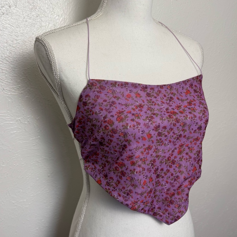 Urban Outfitters Dainty‎ Strappy Open Back Purple Floral Camisole